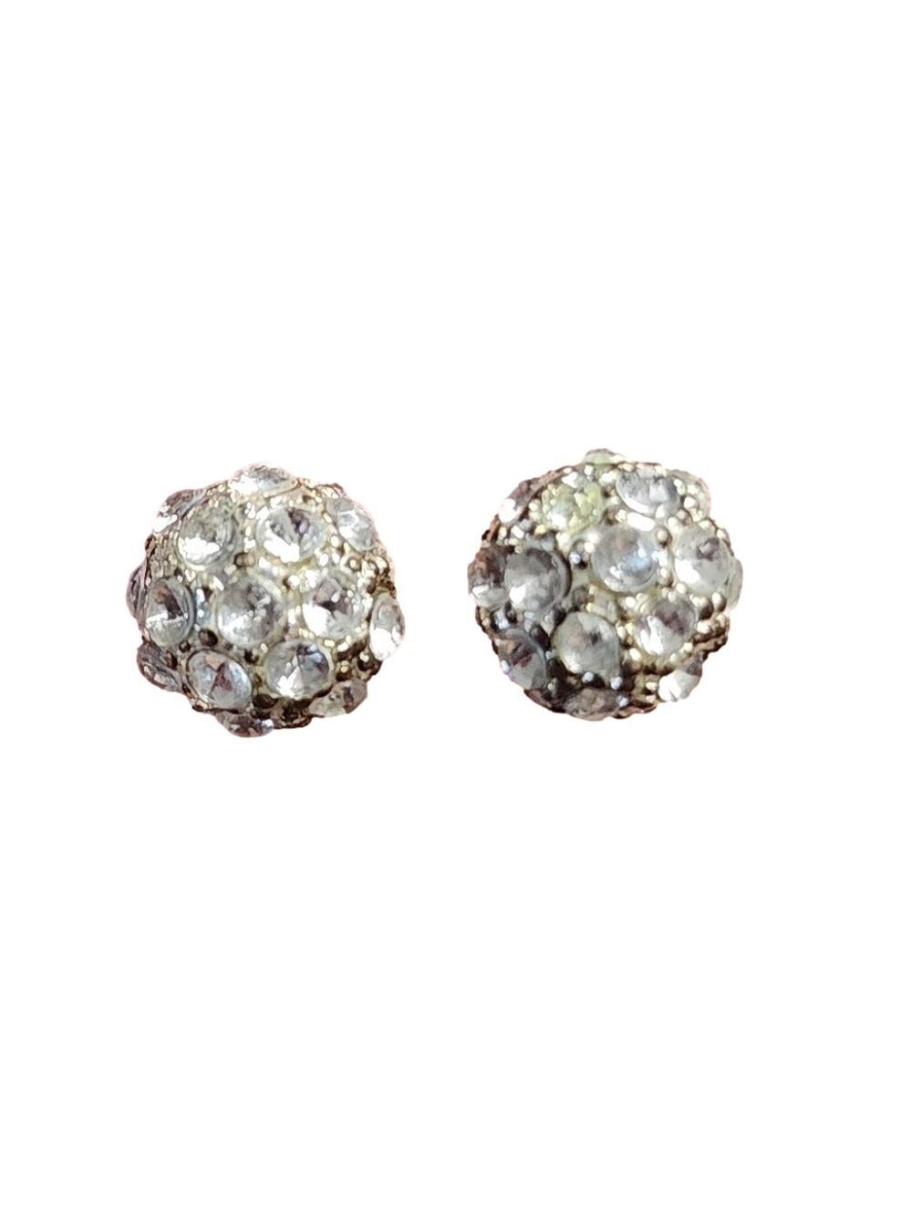 Silver Crystal Ball Stud Earrings